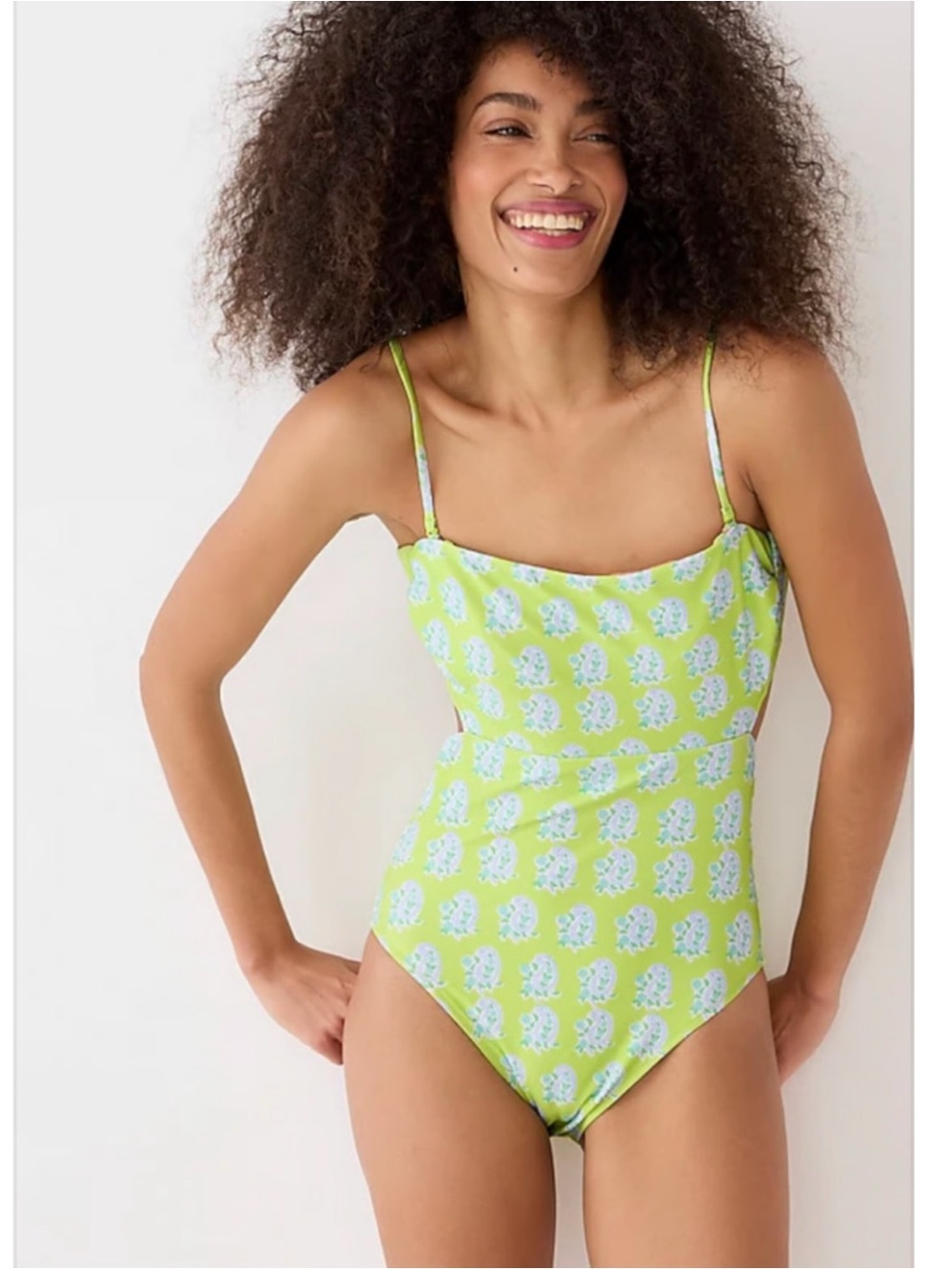 J.CREW X SZ Blockprints Green Paisley Cutout One-Piece Swimsuit Size 6